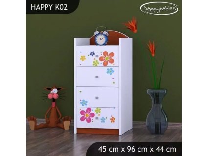 Komoda Happy K02 - srdce z květů (Barva bílá)