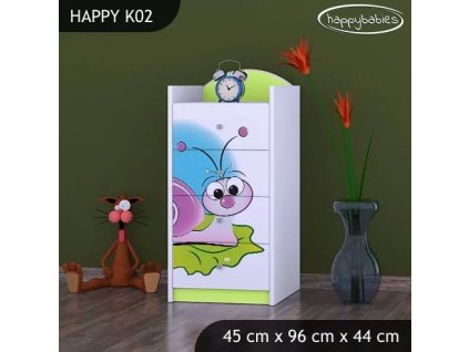 Komoda Happy K02 - slimák (Barva bílá)