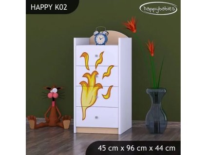 Komoda Happy K02 - drak (Barva bílá)