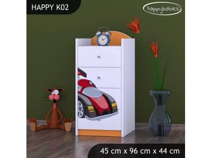 Komoda Happy K02 - super bolid (Barva bílá)