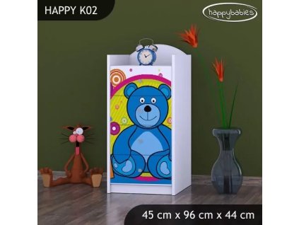Komoda Happy K02 - veselý medvídek (Barva bílá)