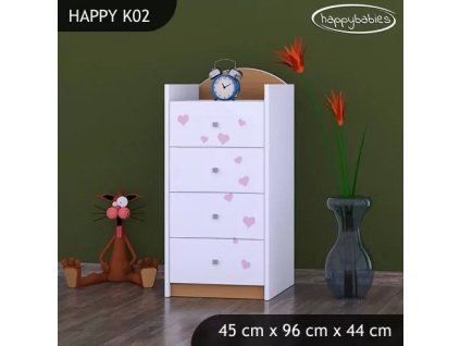 Komoda Happy K02 - zamilovaní králíčci (Barva bílá)