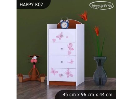 Komoda Happy K02 - zamilovaný medvídek (Barva bílá)