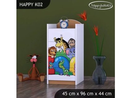 Komoda Happy K02 - ZOO (Barva bílá)