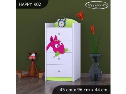Komoda Happy K02 - žirafa (Barva bílá)