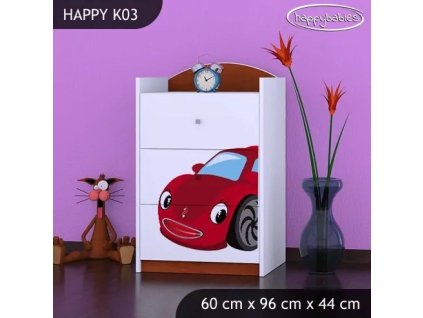 Komoda Happy K03 - pohádkové auto (Barva bílá)