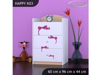 Komoda Happy K03 - medvídek s mašlí (Barva bílá)