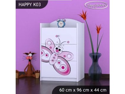Komoda Happy K03 - motýlek (Barva bílá)