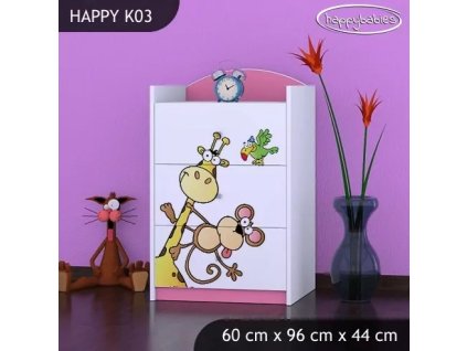 Komoda Happy K03 - safari (Barva bílá)