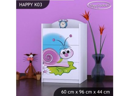 Komoda Happy K03 - slimák (Barva bílá)