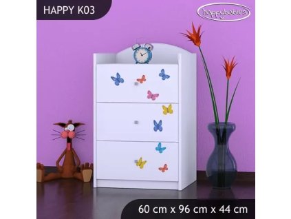 Komoda Happy K03 - sloník (Barva bílá)