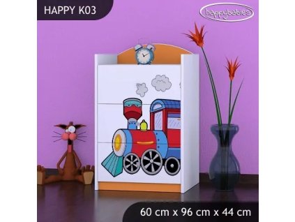 Komoda Happy K03 - super lokomotiva (Barva bílá)