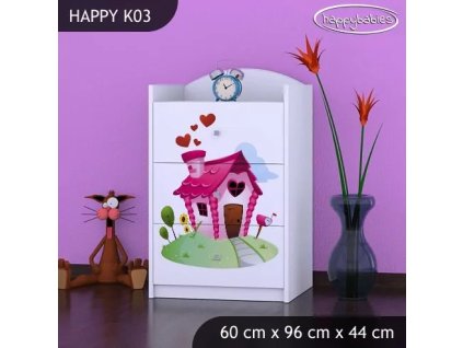 Komoda Happy K03 - začarovaný domeček (Barva bílá)