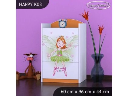 Komoda Happy K03 - zelená čarodějka (Barva bílá)