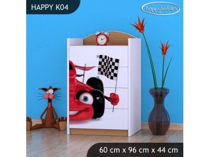 Komoda Happy K04 - auto s vlajkou (Barva bílá)