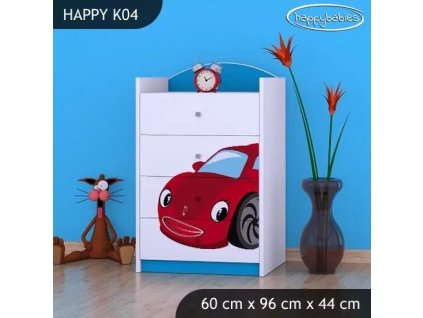 Komoda Happy K04 - pohádkové auto (Barva bílá)