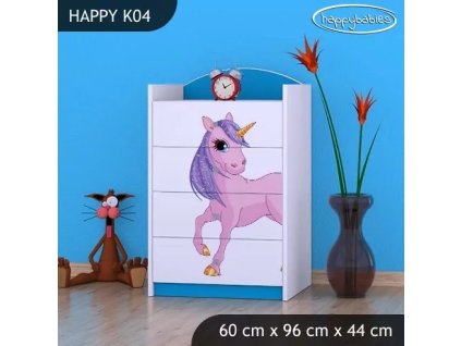 Komoda Happy K04 - jednorožec (Barva bílá)