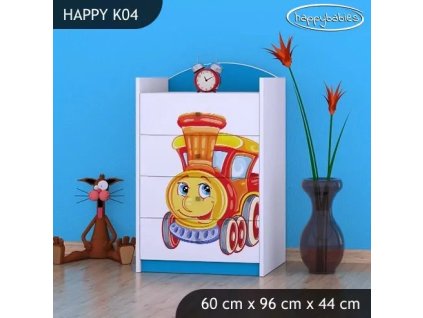 Komoda Happy K04 - lokomotiva (Barva bílá)