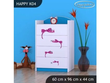 Komoda Happy K04 - medvídek s mašlí (Barva bílá)