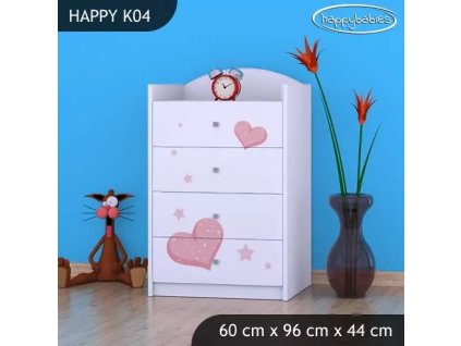 Komoda Happy K04 - medvídek se srdcem (Barva bílá)