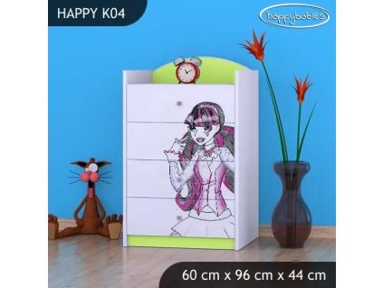 Komoda Happy K04 - monster toralei (Barva bílá)