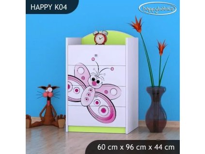 Komoda Happy K04 - motýlek (Barva bílá)