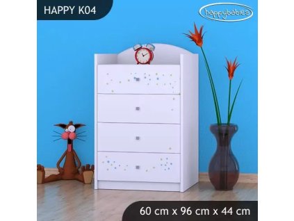 Komoda Happy K04 - modrý medvídek (Barva bílá)