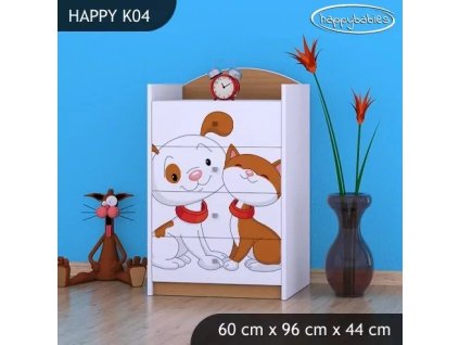 Komoda Happy K04 - pejsek a kočička (Barva bílá)