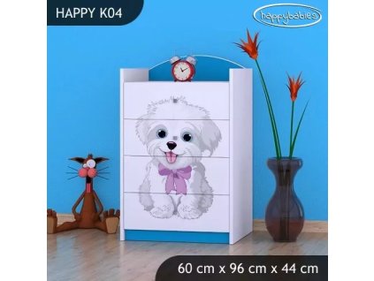 Komoda Happy K04 - pejsek s mašlí (Barva bílá)