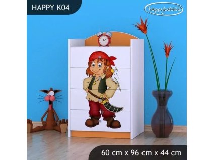 Komoda Happy K04 - pirát (Barva bílá)