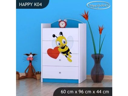 Komoda Happy K04 - včelka se srdcem (Barva bílá)