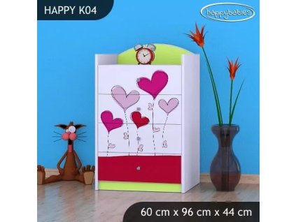 Komoda Happy K04 - srdíčka (Barva bílá)