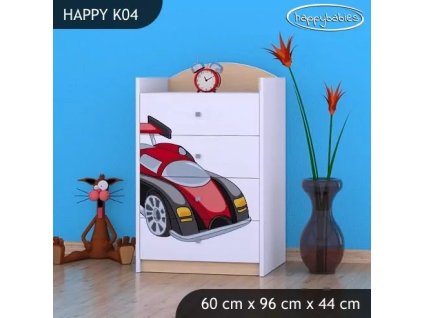 Komoda Happy K04 -  super bolid (Barva bílá)