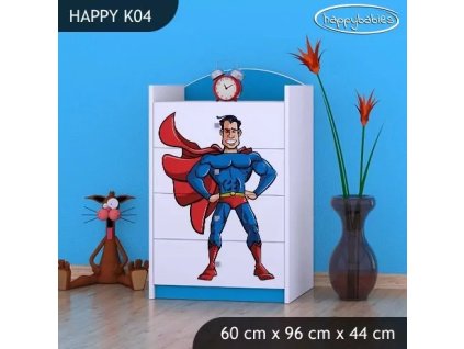 Komoda Happy K04 -  superman (Barva bílá)