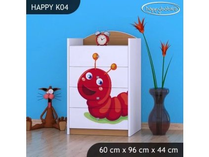 Komoda Happy K04 - veselá housenka (Barva bílá)
