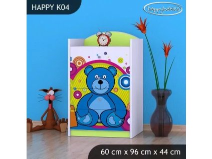 Komoda Happy K04 - veselý medvídek (Barva bílá)