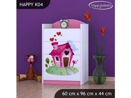 Komoda Happy K04 - začarovaný domeček (Barva bílá)