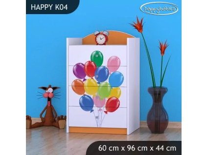 Komoda Happy K04 - zelené auto s balónky (Barva bílá)