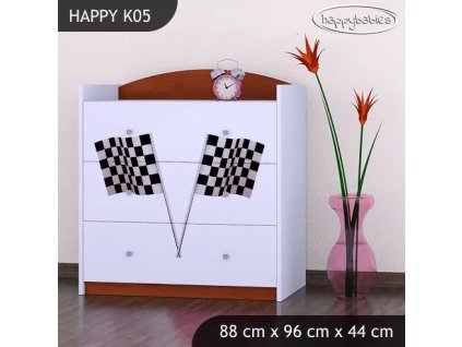 Komoda Happy K05 - auto s vlajkou (Barva bílá)
