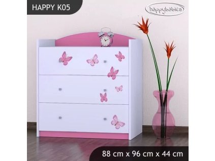 Komoda Happy K05 - víla s motýlkami (Barva bílá)