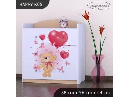 Komoda Happy K05 -medvídek s balónky (Barva bílá)