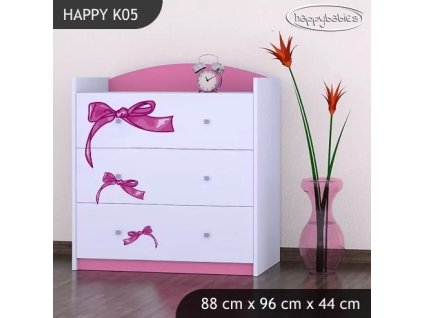 Komoda Happy K05 -medvídek s mašlí (Barva bílá)