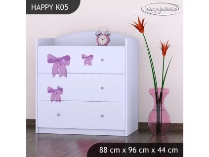 Komoda Happy K05 -  pejsek s mašlí (Barva bílá)
