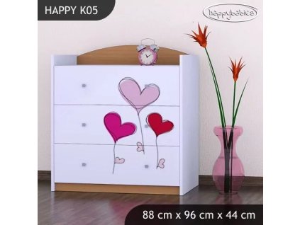 Komoda Happy K05 - srdíčka (Barva bílá)