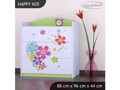 Komoda Happy K05 - srdce z květů (Barva bílá)