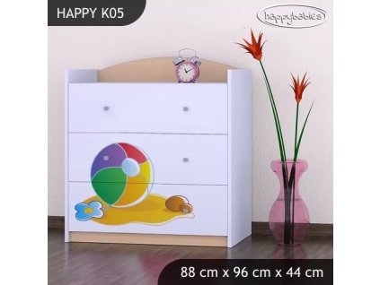 Komoda Happy K05 -  slon s balónkem (Barva bílá)
