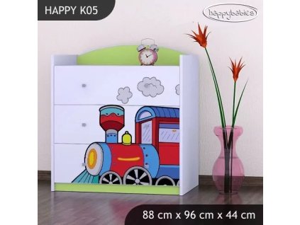 Komoda Happy K05 -  super lokomotiva (Barva bílá)