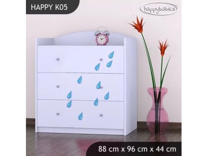 Komoda Happy K05 -  stříkající sloník (Barva bílá)