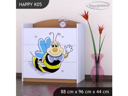 Komoda Happy K05 -  usměvavá včelka (Barva bílá)