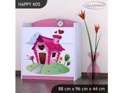 Komoda Happy K05 -  začarovaný domeček (Barva bílá)